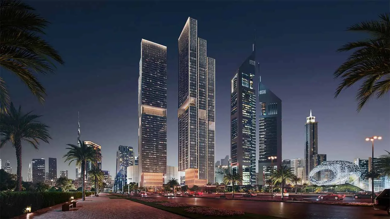Пројекат Jumeirah Residences Emirates Towers ауторства Scda Architects у Дубаију